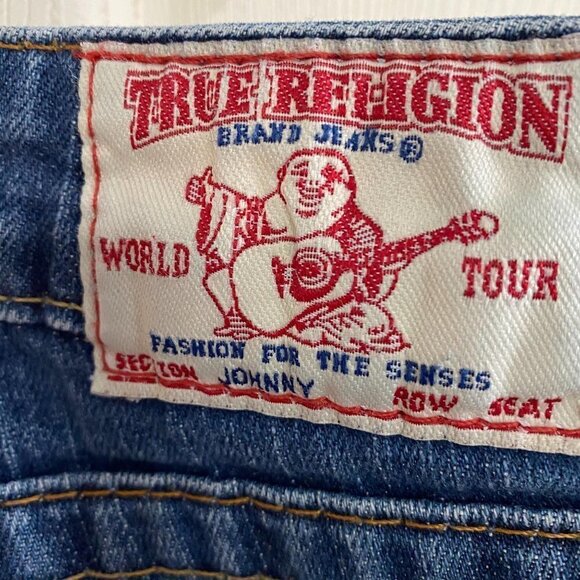 True Religion Women's Johnny Stadium Patch Embroidered Logo Pocket Jeans Size 29 - Picture 5 of 8